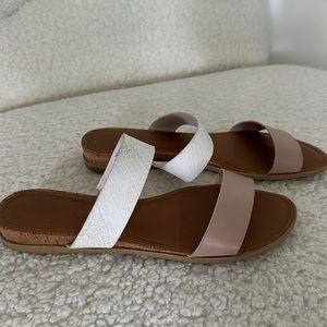 Rampage two-strap sandals, light pink and white. Size 9.5W.